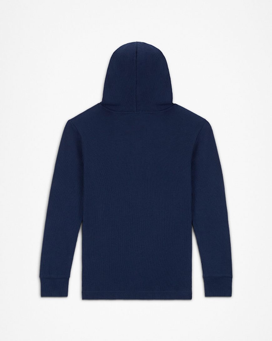 Boys' Converse Long Sleeve Waffle Hoodie Navy | AU 1839CG